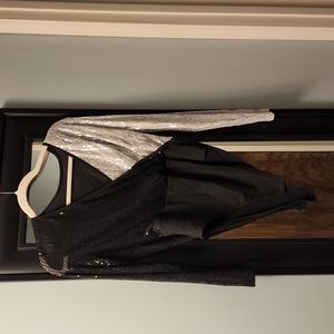 Shein bodysuit black and silver with sequin